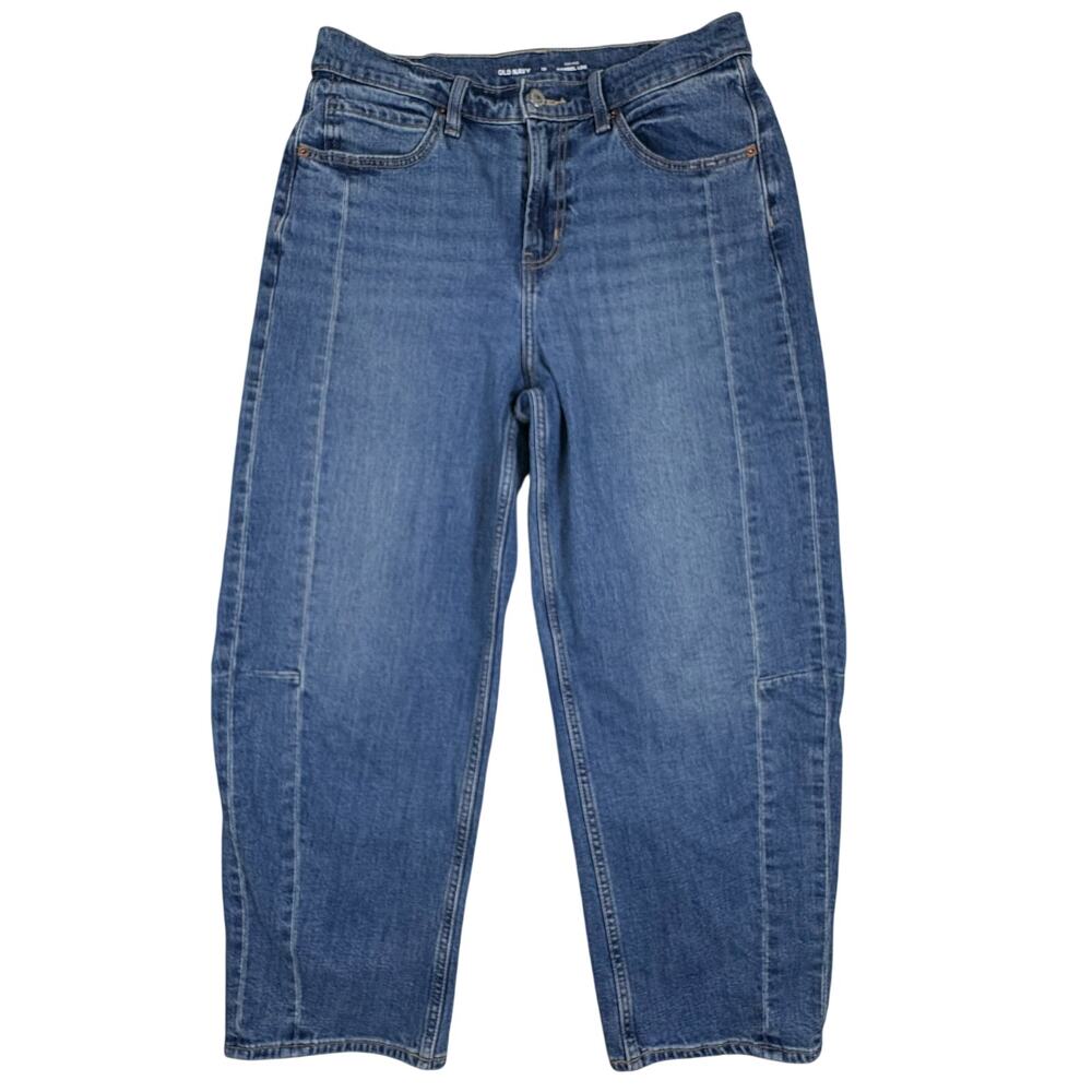 Old Navy High-Rise Barrel Leg Jeans Women's 10 Med Blue Casual Chic